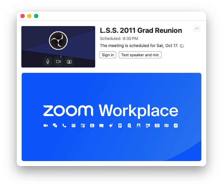 Waiting room Zoom interface