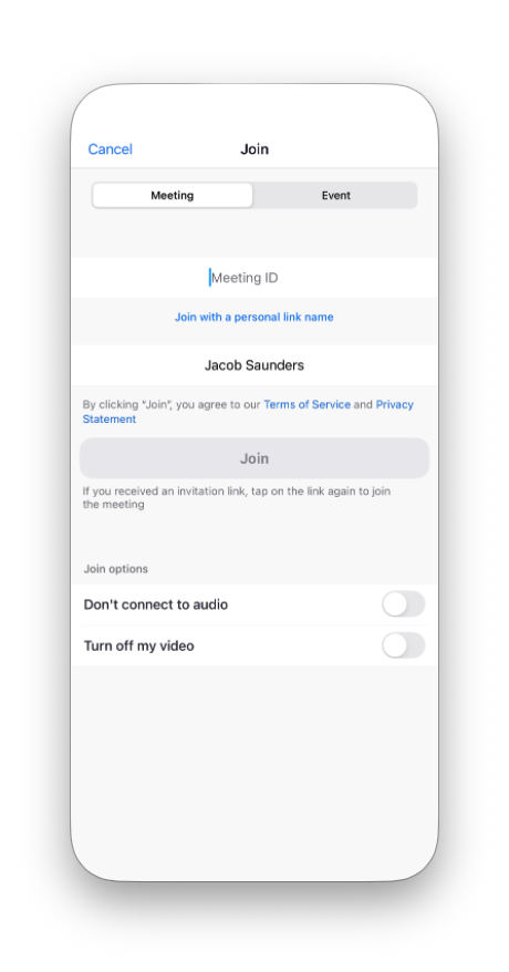 Join Zoom interface