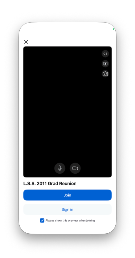 Preview room Zoom interface